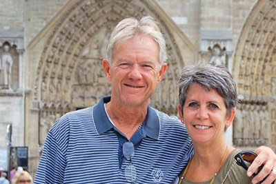 Tom O'Connor '77, '80 and his wife, Diane Lamprey O'Connor '84 pictured on vacation together