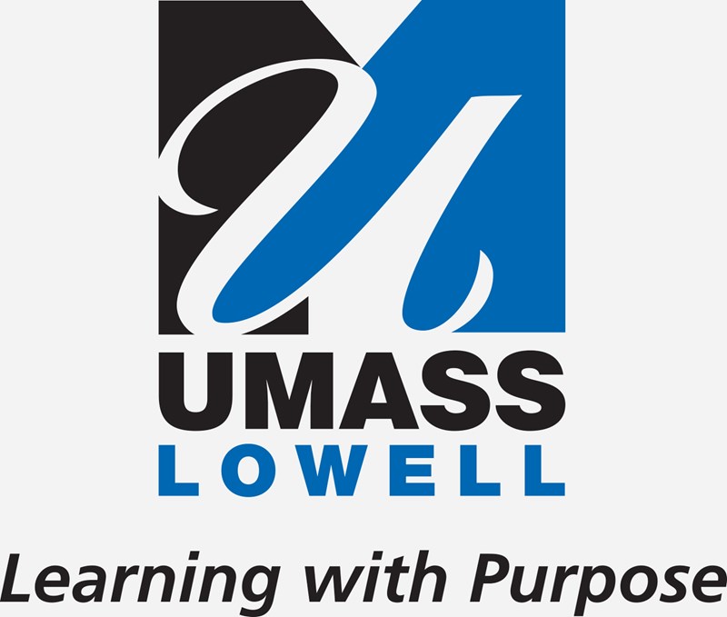 UMass Lowell vertical logo with black tagline