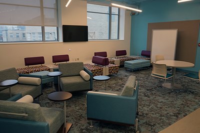 An open collaboration space at the renovated Perry Hall