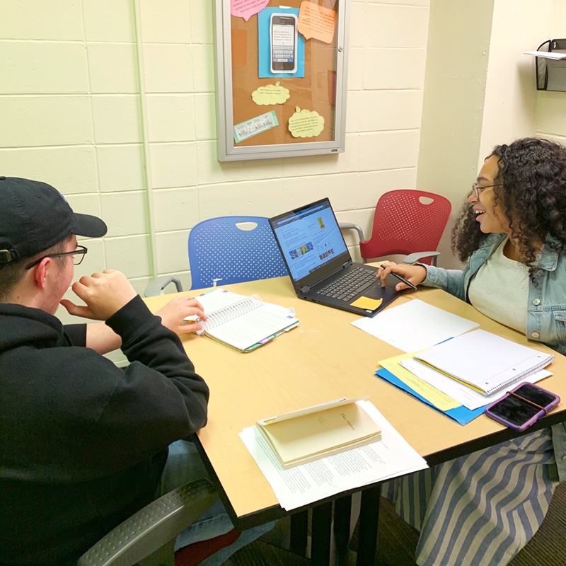 Students work together at The Writing Center