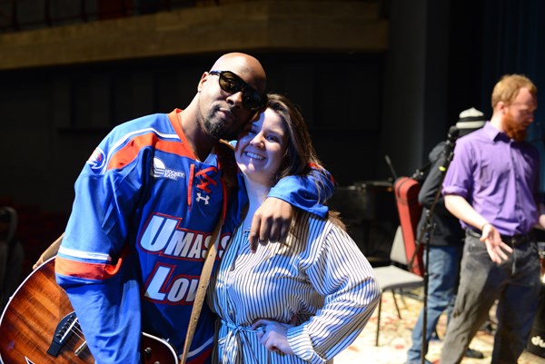 Music alumna Rachel Driscoll '17, right, works at Heat Music in New York City as Wyclef Jean's tour manager. 