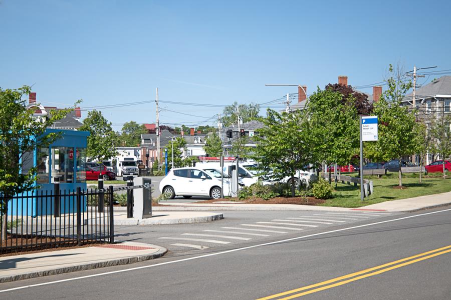 Gated lot with guard shack at entrance of Salem Street Admissions lot