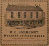 dark image of a building B.C. Sargeant Bookseller and Stationer