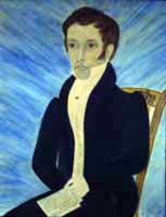 american primative style painting of young man