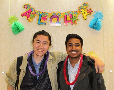 Two international students pose for the Spring 2019 End of Semester Celebration